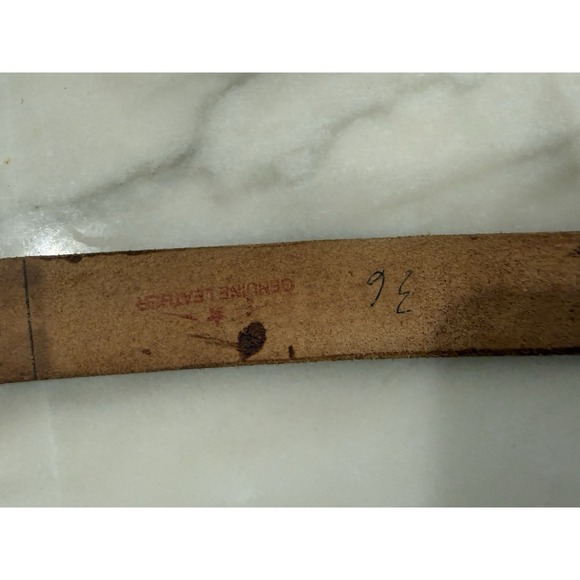 Vintage Belt Tooled Leather Fish Western Belt "BOB" 36 USA - Picture 8 of 11